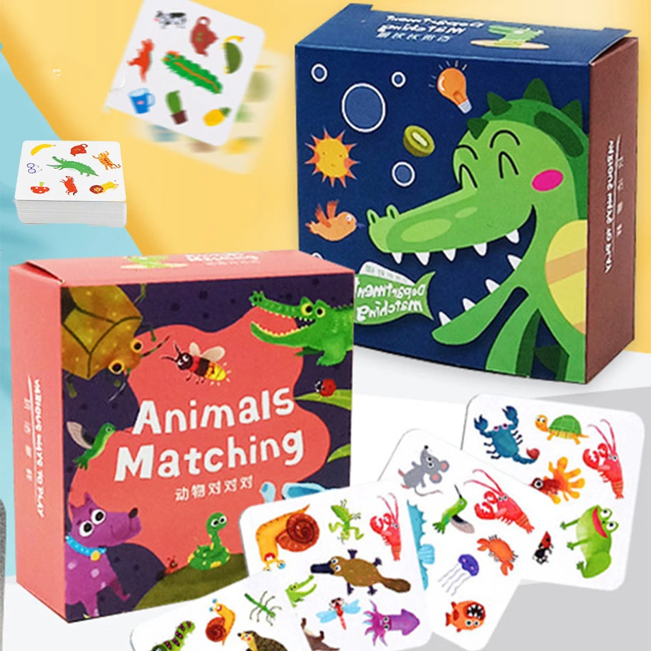 2 Types 54pcs Animal Memory Matching Pairing Spot It Card Puzzle  Parent-child Interactive Party Board Game Toys For Children - Party Games -  AliExpress
