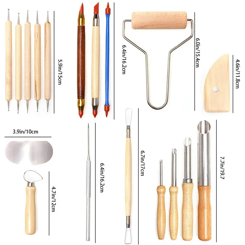 Pottery Clay Sculpting Tools, 22Pcs Wooden Handle Pottery Carving Tools &  Metal Scraper & Plastic Clay Shaping Tools - AliExpress