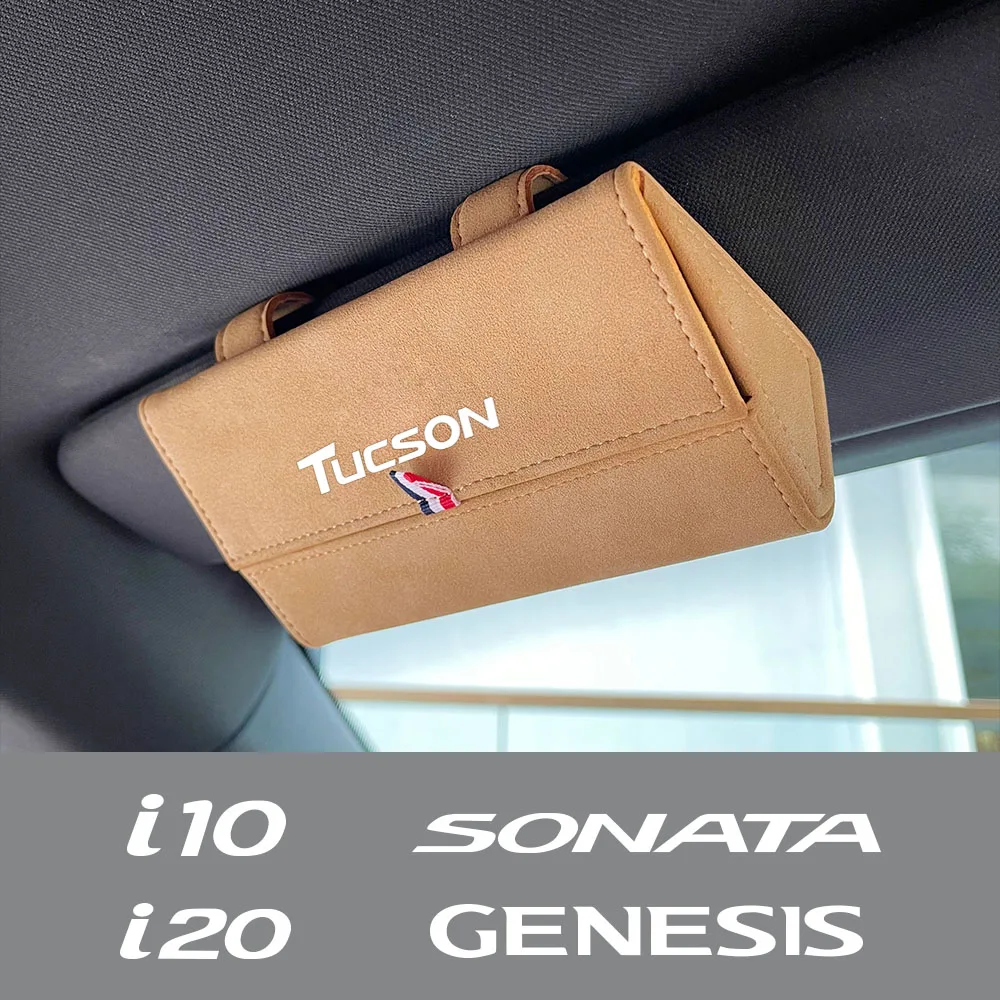 Car Sun Visor Glasses Box Holder For Hyundai Tucson I10 I20 Ix20 I30 Ix35 I40 Sonata Genesis Santafe Solaris Azera Accessories | Автомобили
