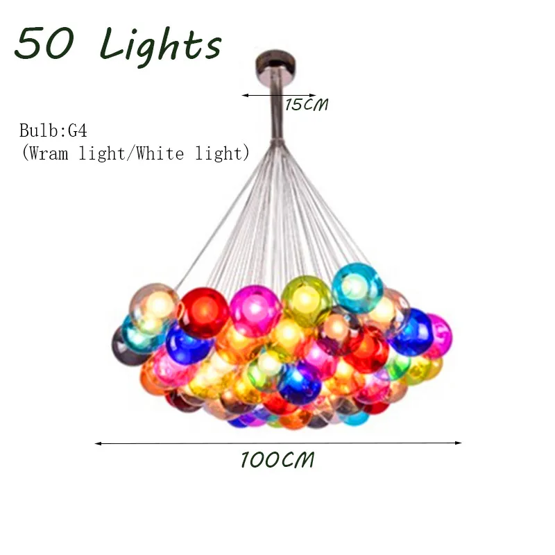 50 Lights Современные светодиодные цветные Пузырьковые подвесные светильники в виде шаров, Подвесная лампа для спальни, люстра для детской комнаты, дизайнерская лампа для внутреннего освещения - Цвет абажура: 50 Lights