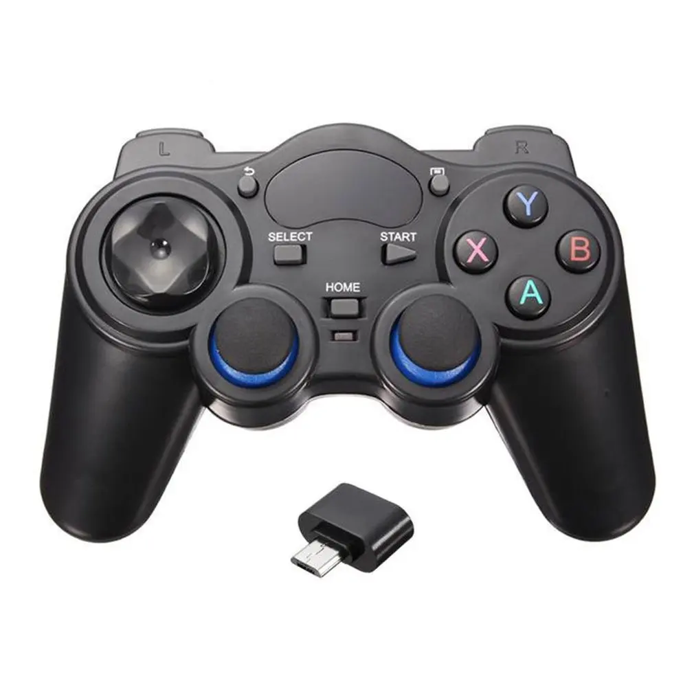 2,4G беспроводной геймпад с ручкой для Android телефона/ПК компьютера/PS3/tv Box Смартфон пульт дистанционного управления геймпадом с OTG конвертером - Цвет: black And Type-C otg