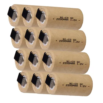 

12 pcs SC 2200mah 1.2v battery NICD rechargeable 4.25cm*2.2cm for electric screwdriver for electric drills batteries
