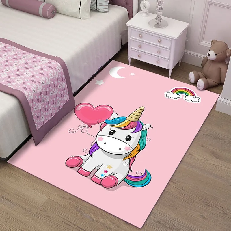 3D ковер с рисунком единорога из мультфильма для детской спальни, коврики для игр, декоративные ковры для детской комнаты, Детский Рождественский подарок, мягкие коврики для малышей
