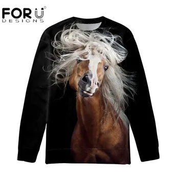 

FORUDESIGNS Brand New Fashion Hoodies Streetwear 3D Horse Printing Unisex Long-Sleeved Harajuku Casual Cute Pullover 2019