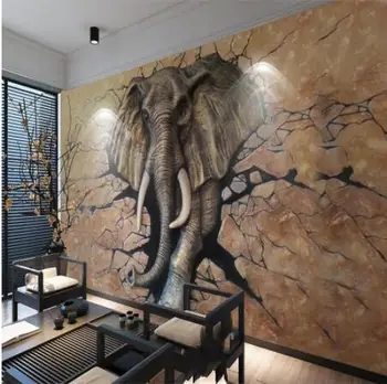 

Customize any size Wallpaper Mural 3D Stereo Relief Elephant Walls into Workplace Background Wallpapers 3d flooring
