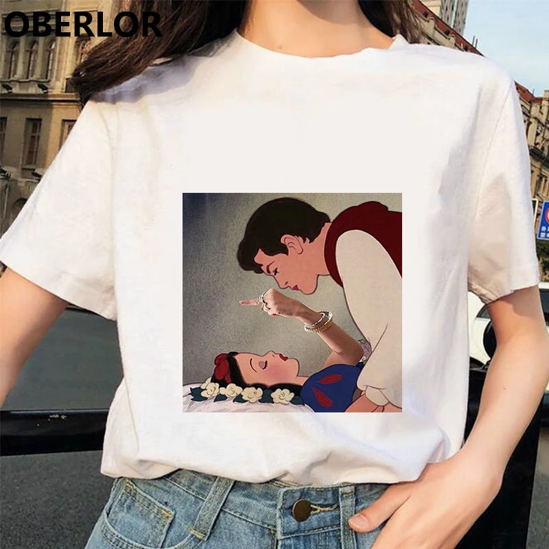Camisetas Verano Mujer футболка принцессы с принтом Золушки женская летняя белая с коротким рукавом Harajuku Эстетическая одежда