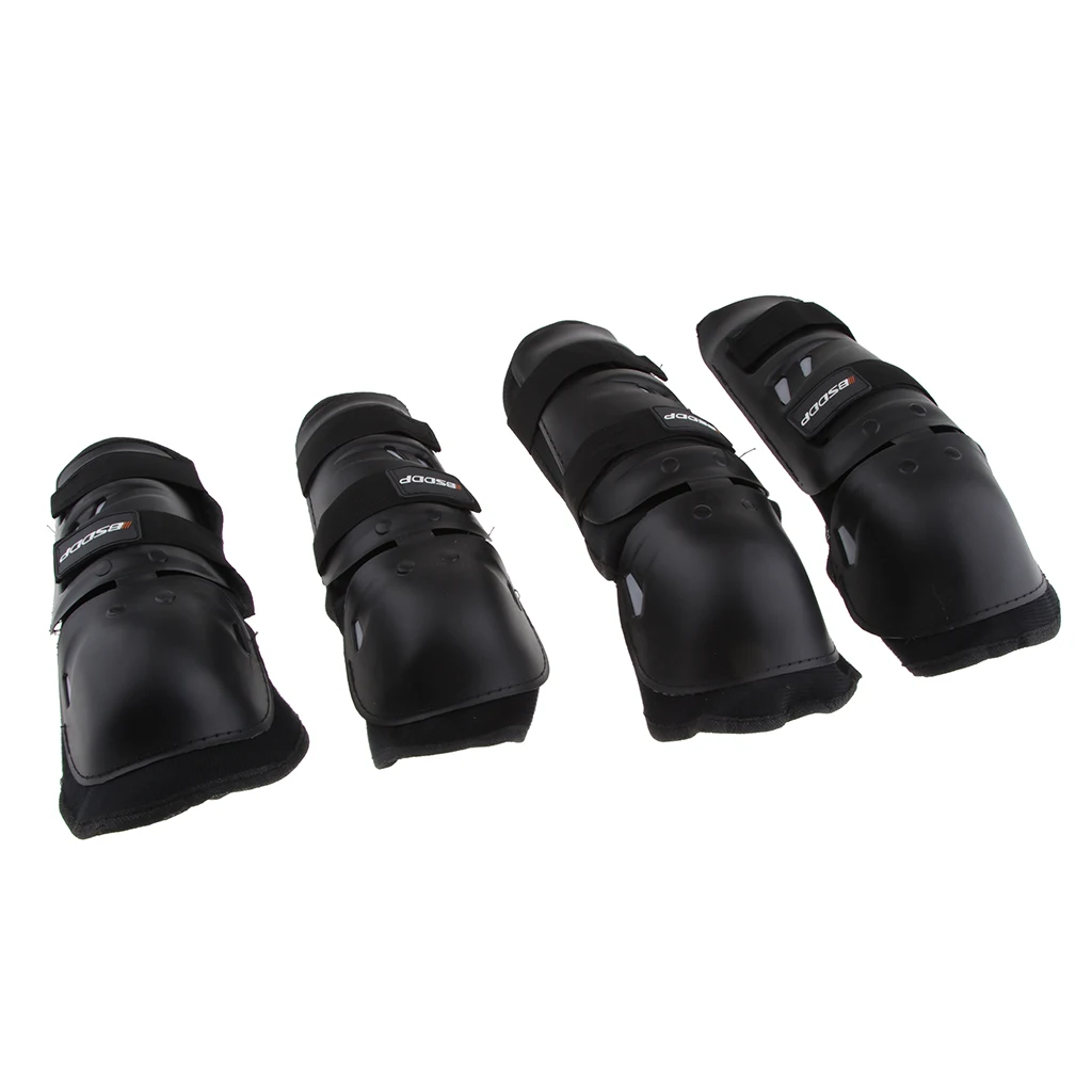 4Pieces Adults EVA Motorcycle ATV Motocross Elbow Knee Pads Shin Guards Protector Motorbike Racing- for Adult (Long)