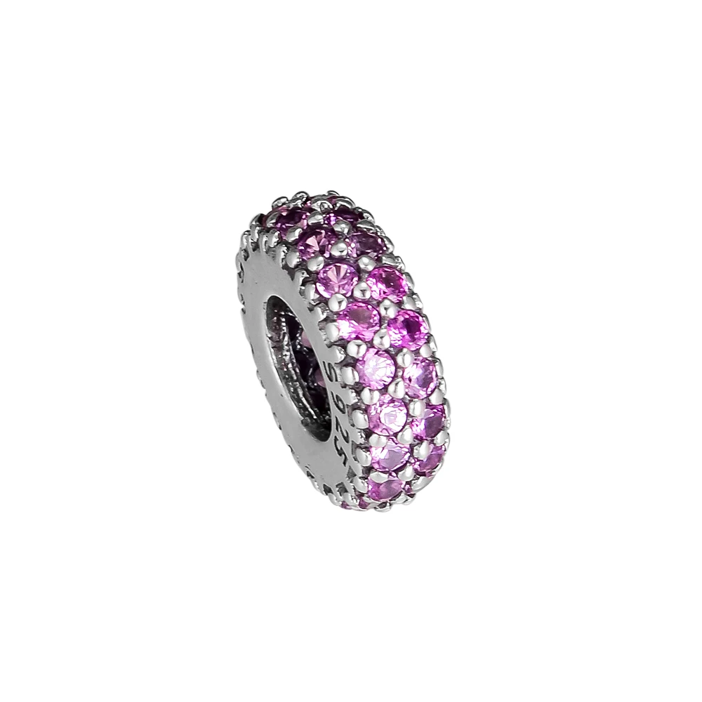 

Fits Pandora Charms Bracelet Abstract Spacer Beads with Purple Cubic Zirconia 925 Sterling Silver Jewelry Free Shipping