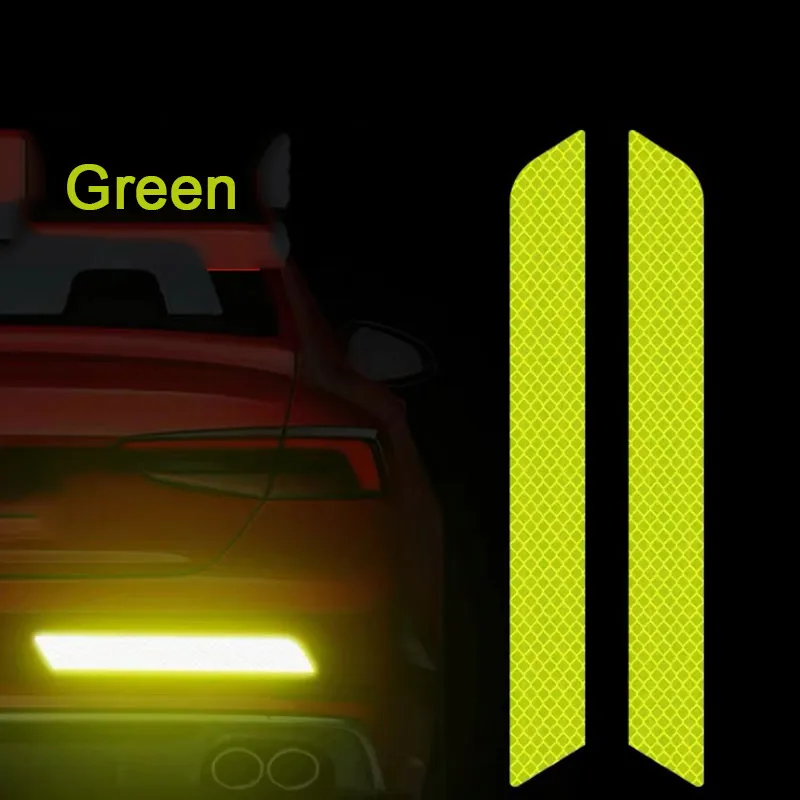green 4 шт. двери автомобиля Стикеры наклейка Предупреждение лента автомобильные отражающие наклейки со светоотражающими элементами авто-Стайлинг 5 цветов предохранителем и универсальным питанием-от источника переменного или постоянного тока автомобиля Стикеры s - Цвет: green