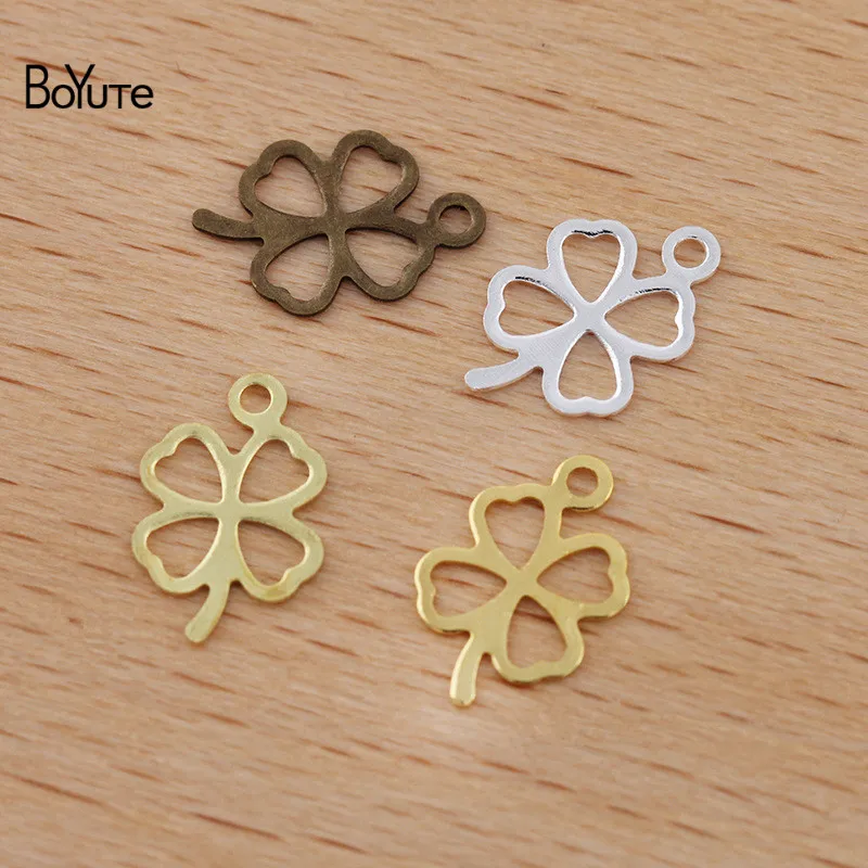 

BoYuTe (500 Pieces/Lot) 6*10MM Metal Brass Stamping Clover Charms Jewelry Accessories DIY Handmade Materials