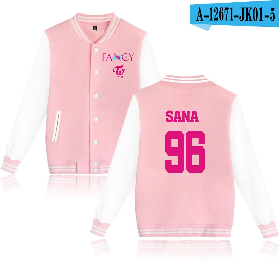 Новинка, бейсбольная форма KPOP fans twice fancy Album, мужская одежда K pop, приталенная хлопковая модная повседневная бейсбольная куртка - Цвет: pink