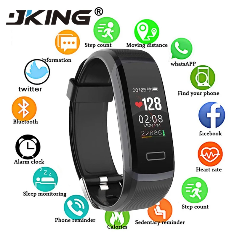 

JKING GT101 Smart watch men Bracelet real-time monitor heart rate & sleeping best Couple Fitness Tracker pink fit women