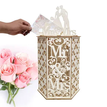 

Collection Gift Anniversary Graduations DIY Wedding Card Box Exquisite Money Vintage Baby Shower Birthday Wooden Hexagon Mailbox