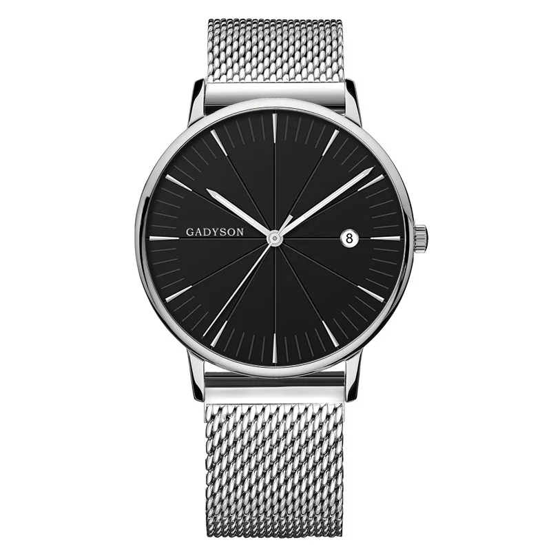 Alloy Leather Mesh Belt Quartz Watch Simple Watches Mens Black Split Circle Accurate Scale Business Calendar Relogio Masculino | Наручные