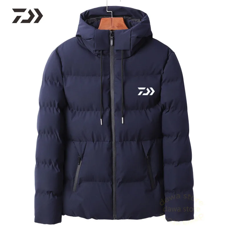 Daiwa/хлопковая одежда с капюшоном; однотонная Рыбацкая куртка; зимняя мужская теплая утепленная куртка на молнии с карманом; одежда для рыбалки; костюм для рыбалки на открытом воздухе