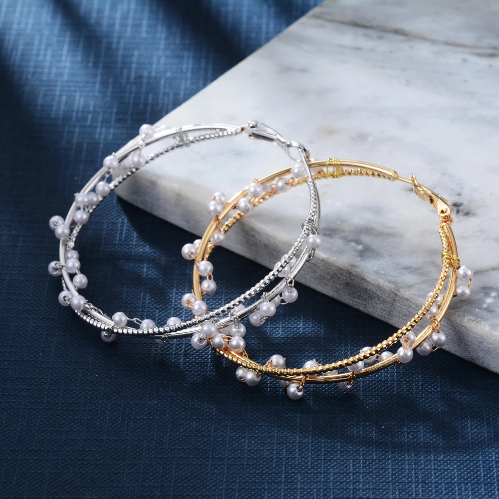Модные ажурные Bijoux жемчужные серьги-кольца ретро Aretes серьги индивидуальность обручи негабаритных ювелирных изделий для женщин