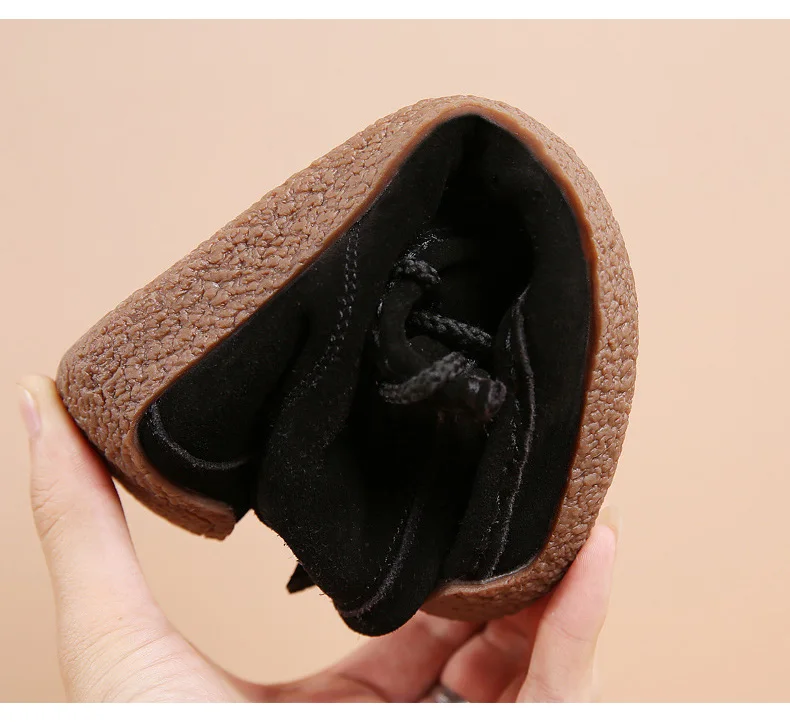 HX 1188-Cow Suede Leather Women Flats Winter Boots Fur inside Woman Winter Cotton Boots-6