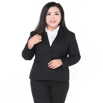 10XL женский весенне-осенний костюм большого размера куртка женская модная тонкая профессиональная одежда женский темперамент сплошной цвет костюм - Цвет: Black suit