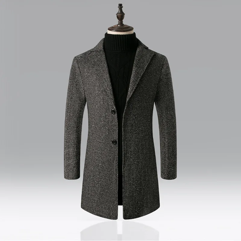 

Autumn Winter New Solid Color High Quality Men's Wool Coats Luxurious Wool Blends Coat Male Brand Men Wool Blends Coats