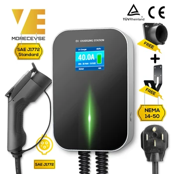 

EV Charging Station 40A Level2 Charger 220v-240v Electric Vehicle NEMA 14-50 Plug 24Feet Cable (7.5M) EVSE SAE J1772 Wallbox