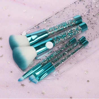 

Makeup Tool Set 5pcs/set Blue Gold Diamond Crystal Makeup Brushes Set Shinny Foundation Blending Face Brush n