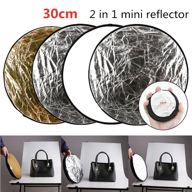 

ZUIDID Silver Gold White 30cm 2in1 Home Photography Outdoor Collapsible Handheld Fill Light Small Reflector