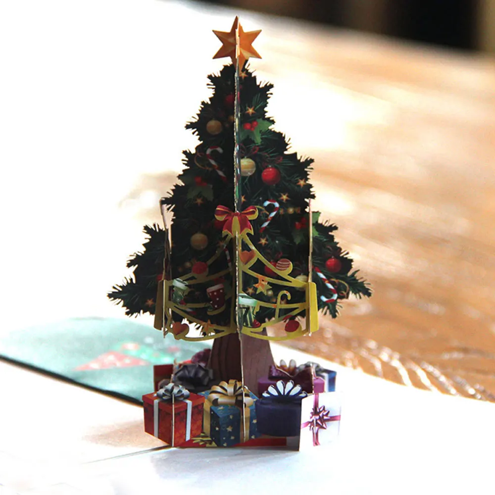  Paper Wishes Postcard Xmas Souvenirs Creative Christmas Tree Postcard Handmade Colorful Pop Up 3D G - 4000210305220
