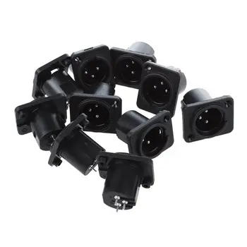 

XLR Male Plug Straight Terminal Panel Mounted Connector 10 Pieces