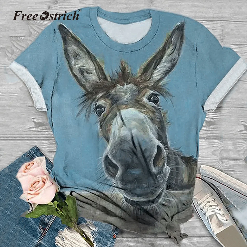 Футболка Free Ostrich женская футболка в стиле Харадзюку размера плюс с мультяшным