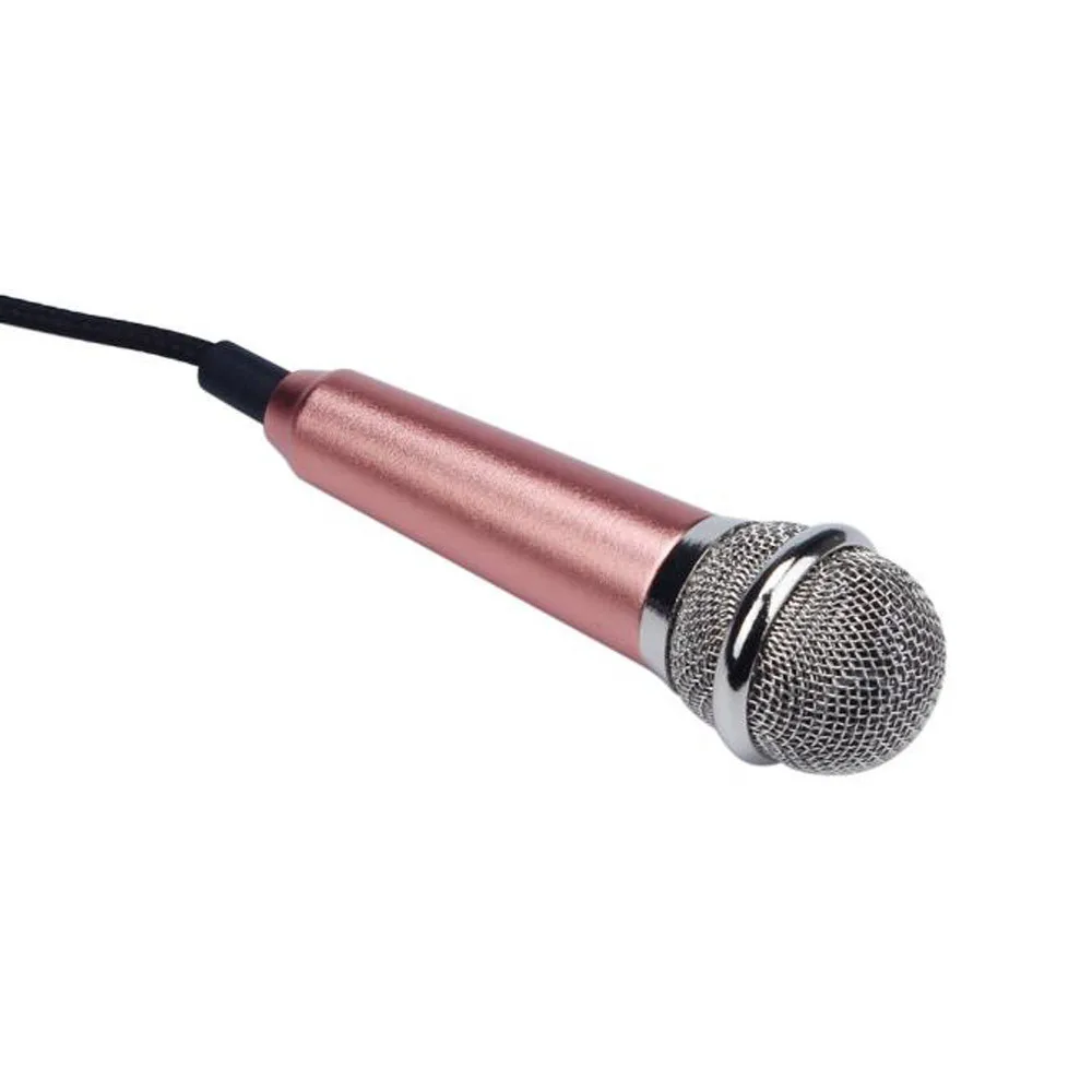 Rose Gold Мини конденсаторный микрофон для караоке подставка держатель для телефона компьютера мини PhoneMic мини аудио Микрофон для сотового телефона ноутбука ПК рабочего стола - Цвет: Rose Gold