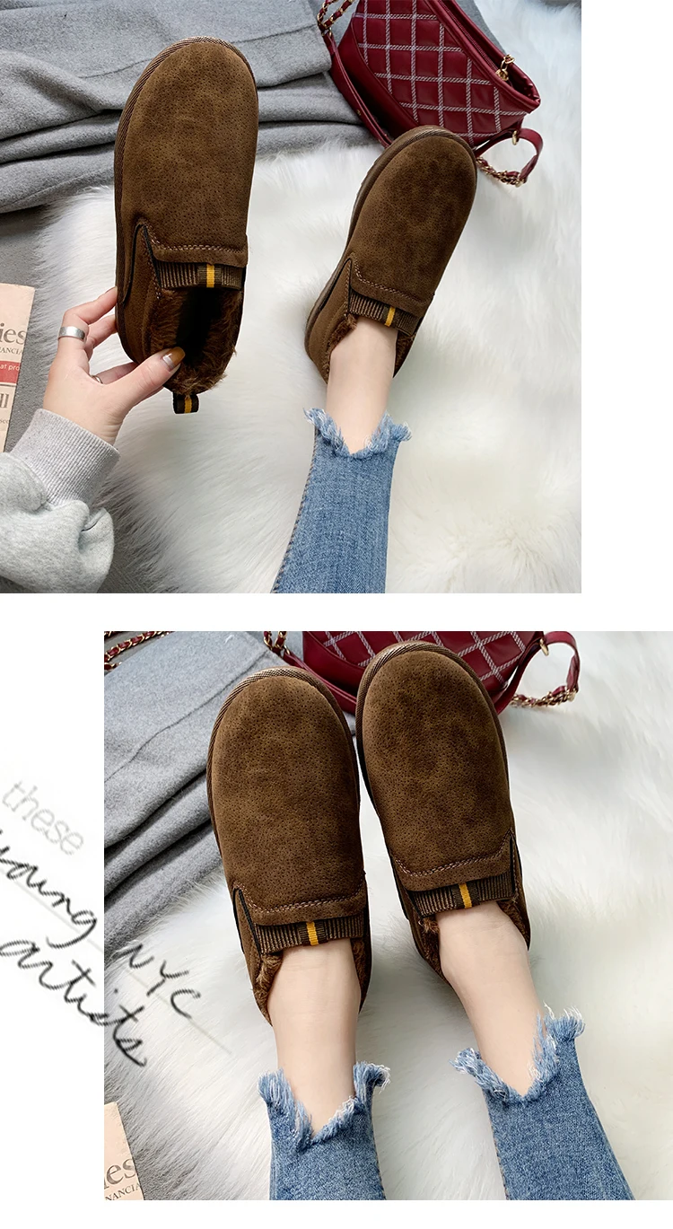 WWKK/женские зимние ботинки; женские теплые замшевые ботильоны на танкетке с мехом; коллекция года; модная повседневная обувь; Женская удобная обувь