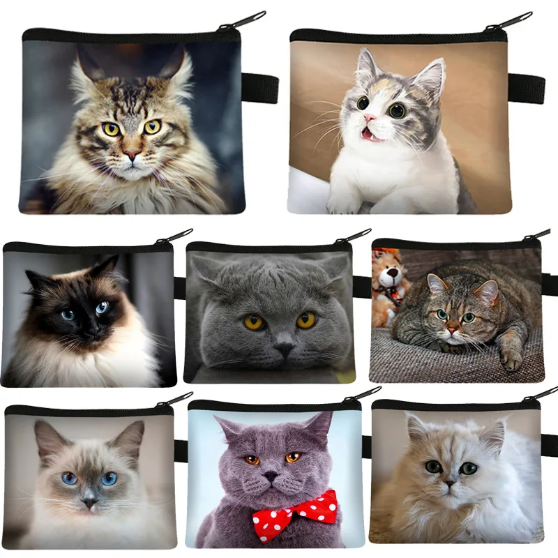 Coin Purse Animal Cat Children's Wallet Student Portable Card Bag Coin Key Storage Bag Polyester Hand Mini Sac coin purse plush coin purse coin wallet change bag card wallet