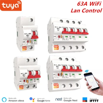 

Tuya Smart Circuit Breaker 63A 1P/2P/3P/4P WiFi Smart Circuit Breaker Automatic Switch Overload Short Circuit Protection Alexa