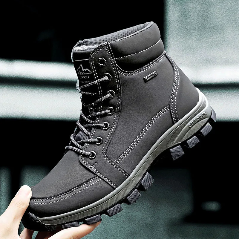 Martin boots men's trendy shoes high-top British-style middle-top snow winter tooling cotton-padded |