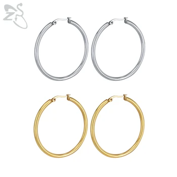 

ZS 1 Pair 12-80MM High Quality 316L Stainless Steel Circle Earrings Women Men Simple Gold Hoop Earring Big Smooth Round Earrings
