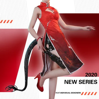 

Anime Arknights Chen SuiHongXia Cheongsam New Year Outfit Angel Sexy Dress Cosplay Costume+tail Halloween Carnival Free Shipping