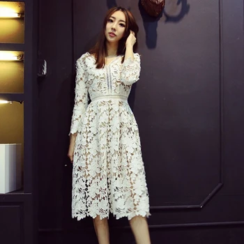 

Runway Desigher Self Portrait Womens Elegant V Neck Hollow out Crochet Lace Dress Special Occasions Wedding Formal Dress