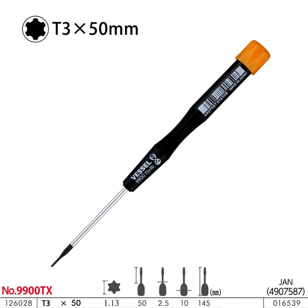 Японский сосуд 9900TX Torx отвертка ремонт ручные инструменты для T1 T2 T3 T4 T5 T6 - Цвет: T3