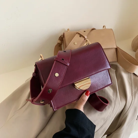 Однотонные винтажные кожаные сумки через плечо для женщин простые стильные дамские сумочки и кошельки Роскошные качественные модные сумки - Цвет: Purple Red