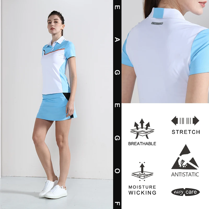 EAGEGOF Женская футболка для гольфа с коротким рукавом, летняя женская спортивная одежда, анти-УФ, женская одежда для гольфа, Новая модная женская рубашка