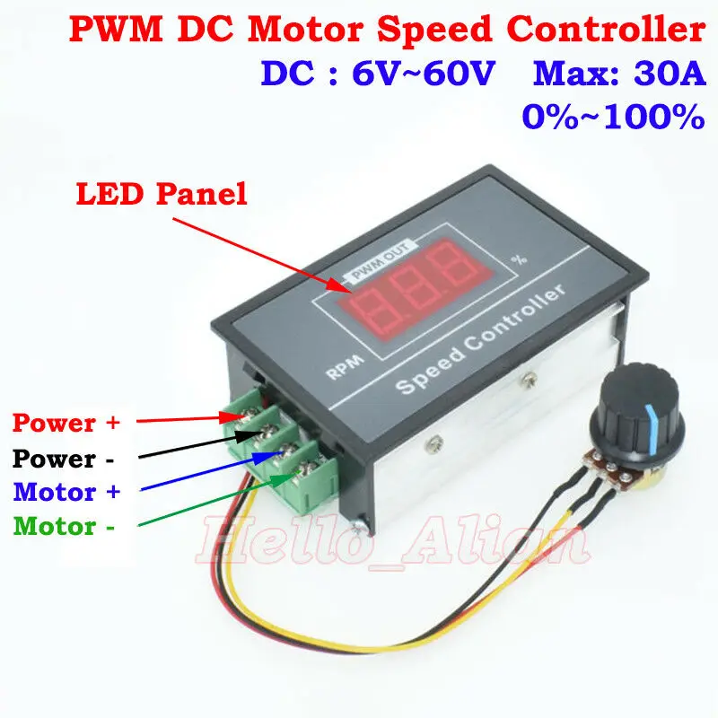 С источником питания от постоянного тока 6 в-60 в 12 В 24 36 48V 30A hho PWM высокой мощности