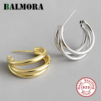 

BALMORA Original 925 Sterling Silver Hoop Earring For Women Hoop Huggie Multi-layered Earring Stud Fashion Daily Jewelry Brincos