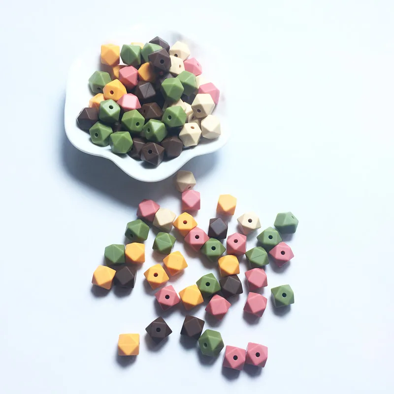 20 шт 13 мм Силиконовые шестигранные шарики без бисфенола силиконовые геометрические бусины для детей жевательные прорезыватели ожерелье мама DIY Набор Бусин - Цвет: candy colors 8