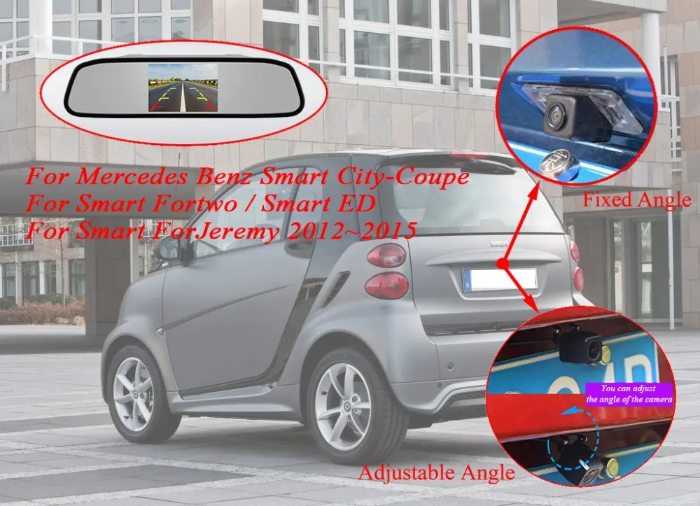 Автомобильный монитор+ 2,4G беспроводной CCD и светодиодный регулируемый угол камеры заднего вида для Mercedes Benz Smart City-Coupe Fortwo ED