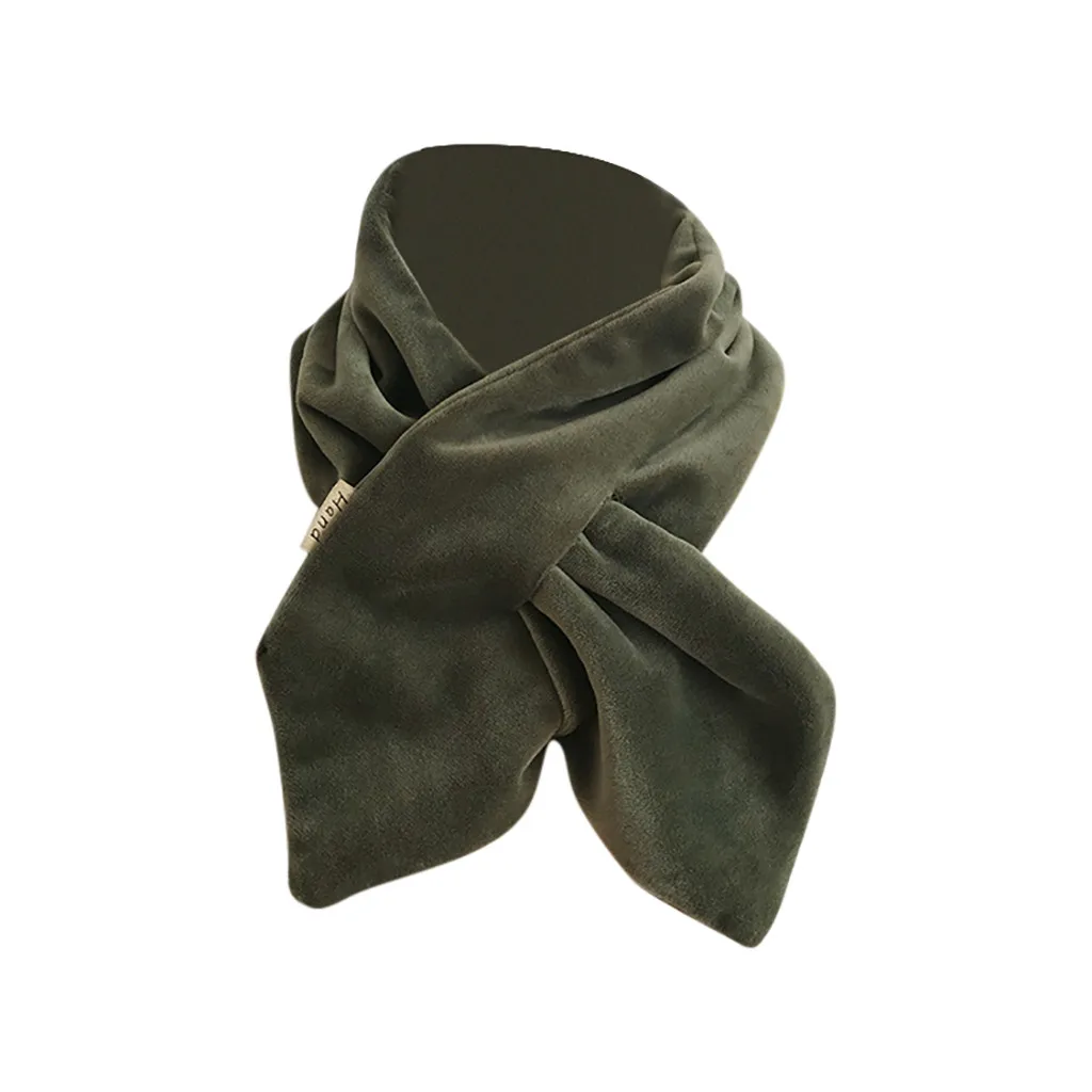 Army Green Бархатный шарф, женский шарф, сплошной цвет, просто Вкрапленный, привносит галстук, Осень-зима, сохраняет тепло, модные красивые шарфы - Цвет: Army Green