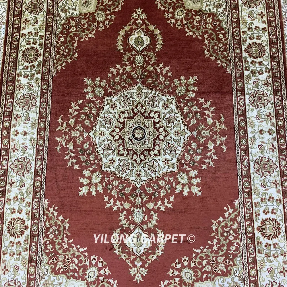 Yilong 3 'x 5' Тебриз шелковый ковер медальон ручной работы красные турецкие