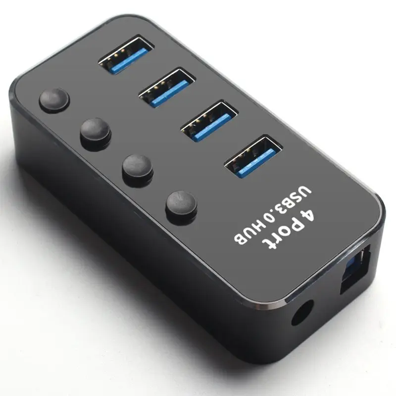 Алюминиевый сплав Многофункциональный USB 3,0 концентратор независимый переключатель светодиодный индикатор высокая скорость передачи 5 Гбит/с Поддержка горячей замены штекер a