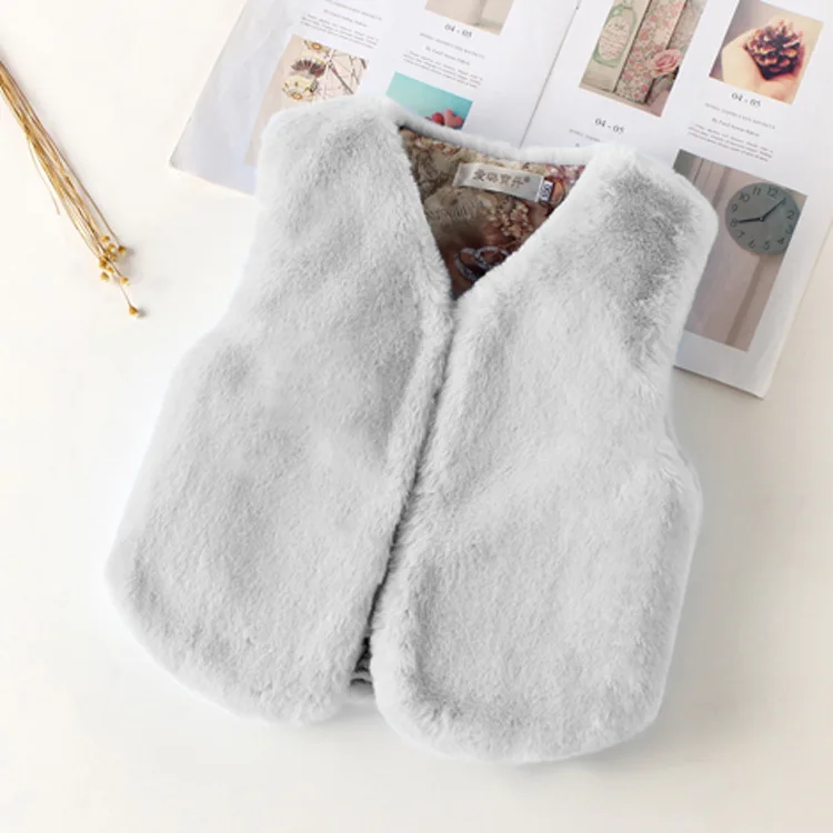 Light Grey Доступно 14 цветов, От 2 до 8 лет для детей ясельного возраста зимний теплый меховой жилет для маленьких девочек жилет из искусственного меха меховые накидки для детей - Цвет: Light Grey