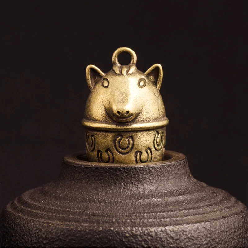 zodiac animals bell key pendant brass (1)