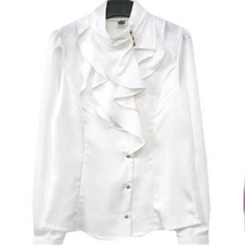 Женская блузка с длинным рукавом и воротником стойкой размеры до XXXL|blouse xxxl|ruffle